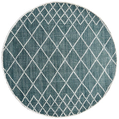 Manchester 3451 Teal Cross Patterned Round Wool Rug - Rugs Of Beauty - 1