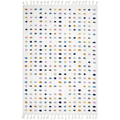 Nibiru 372 White Multi Coloured Polka Dot Shaggy Rug - Rugs Of Beauty - 1