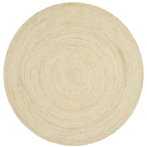 Onega Hand Woven Natural Jute Round Bleached Rug - Rugs Of Beauty - 1