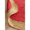 Onega Hand Woven Natural Jute Round Cherry Red Rug - Rugs Of Beauty - 6