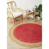 Onega Hand Woven Natural Jute Round Cherry Red Rug - Rugs Of Beauty - 2