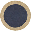 Onega Hand Woven Natural Jute Round Navy Rug - Rugs Of Beauty - 1