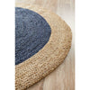 Onega Hand Woven Natural Jute Round Navy Rug - Rugs Of Beauty - 4