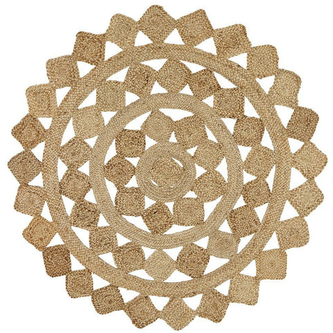 Onega Hand Woven Natural Jute Tessellate Round Rug - Rugs Of Beauty - 1