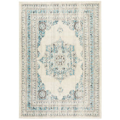 Salerno 1631 White Multi Colour Transitional Medallion Patterned Rug - Rugs Of Beauty - 1