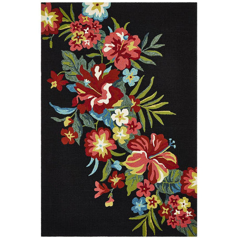Florence 1532 Black Multi Coloured Floral Patterned Outdoor Modern Rug - Rugs Of Beauty - 1