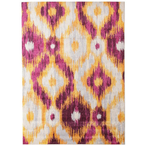 Lima Purple Gold White Abstract Geometric Patterned Modern Rug - Rugs Of Beauty - 1