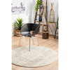 Cibola Transitional White Silver Round Designer Rug - Rugs Of Beauty - 3