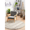 Amirtha Transitional Grey Patterned Round Designer Rug - Rugs Of Beauty - 3