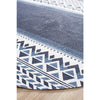 Flekke 245 Printed Blue White Hand Woven Flatweave Modern Cotton Round Rug - Rugs Of Beauty - 3