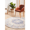 Bergen 1433 Ocean Blue Peach Transitional Medallion Patterned Round Rug - Rugs Of Beauty - 3