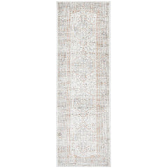 Bergen 1433 Silver Grey Soft Blue Warm Peach Transitional Medallion Patterned Runner Rug - Rugs Of Beauty - 1