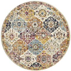 Adoni 151 Transitional Bohemian Multi Coloured Round Rug - Rugs Of Beauty - 1