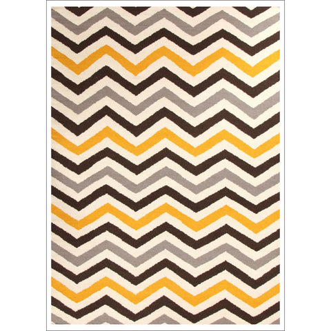 Flat Weave Design Rug Yellow Brown - Rugs Of Beauty