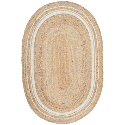 Burleigh 1220 Natural White Border Jute Oval Rug - Rugs Of Beauty - 1