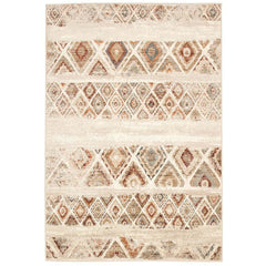 Caliente 320 Rust Bone Multi Coloured Diamond Patterned Traditional Rug - Rugs Of Beauty - 1