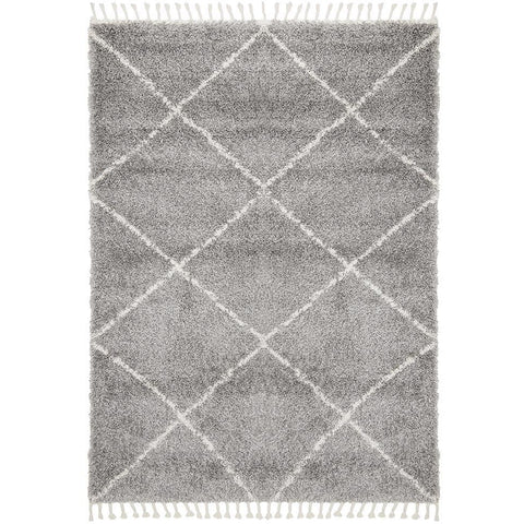 Zaria 152 Silver Grey Moroccan Inspired Modern Shaggy Rug - Rugs Of Beauty - 1