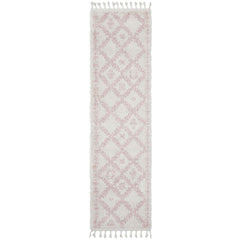 Zaria 153 Pink Moroccan Inspired Modern Shaggy Runner Rug - Rugs Of Beauty - 1