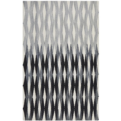 Avesta 1758 Black Multi Coloured Weave Pattern Modern Scandinavian Wool Rug - Rugs Of Beauty - 1