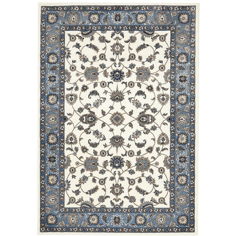 Charook 2376 White Traditional Pattern Blue Border Rug - Rugs Of Beauty - 1