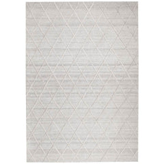 Vienna 2351 Hand Loomed Silver Grey Patterned Wool and Viscose Modern Rug - Rugs Of Beauty - 1