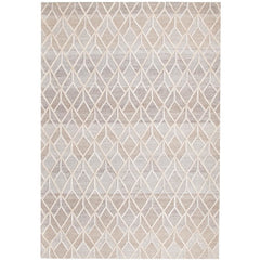 Vienna 2358 Hand Loomed Sand Beige Brown Patterned Wool and Viscose Modern Rug - Rugs Of Beauty - 1