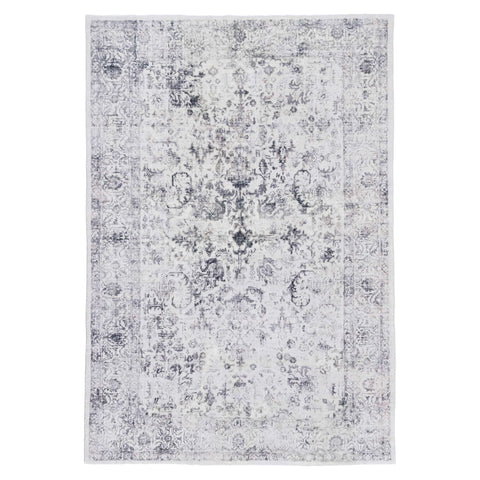 Luxor 2313 Grey Floral Medallion Machine Washable Rug - Rugs Of Beauty - 1