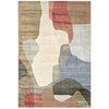 Tanami 336 rug with abstract multi-colored organic shapes in beige, red, blue, olive, and brown on a textured pile.