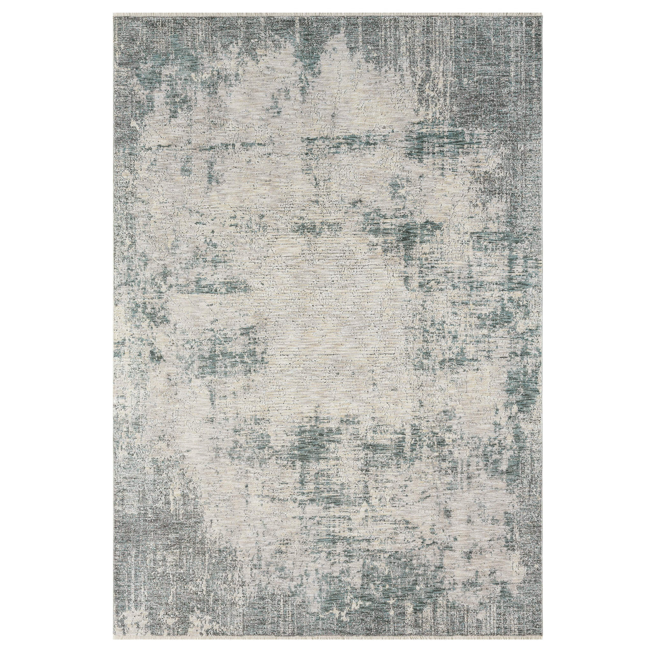 Abstract patterned rug with a mix of gray and white colors