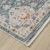 Blue transitional runner rug with intricate floral pattern and subtle beige and rust accents.