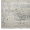Neutral-toned modern runner rug with textured abstract pattern in beige and gray hues.