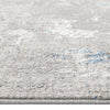 Grey-blue multi-color patterned modern runner rug with subtle abstract design and low pile texture.