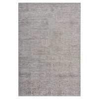 Grey beige modern rug with subtle intricate textured pattern and soft polyester weave.
