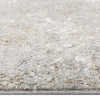 Grey beige modern rug with subtle multi-color abstract pattern and soft textured surface.