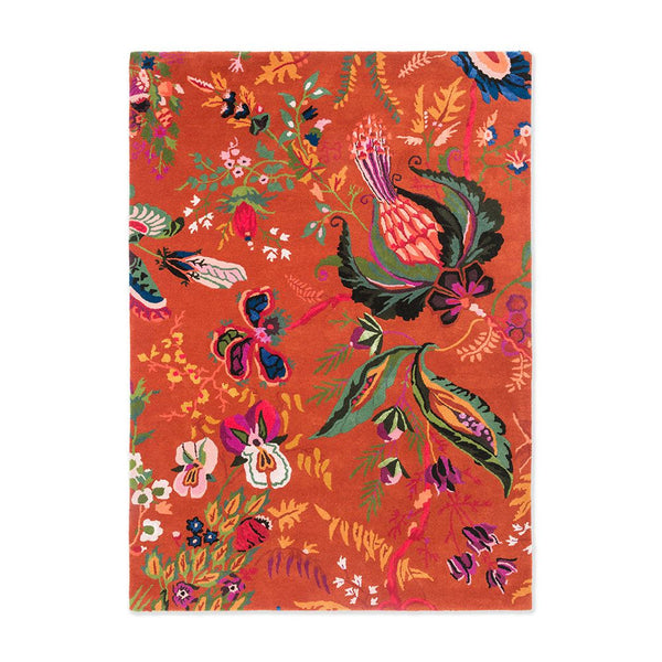 Sophie Robinson x Harlequin Wonderland Floral Amber / Lapis 144713 Designer Wool Viscose Rug - 1