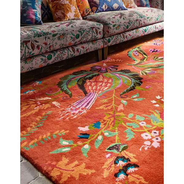 Sophie Robinson x Harlequin Wonderland Floral Amber / Lapis 144713 Designer Wool Viscose Rug - 3