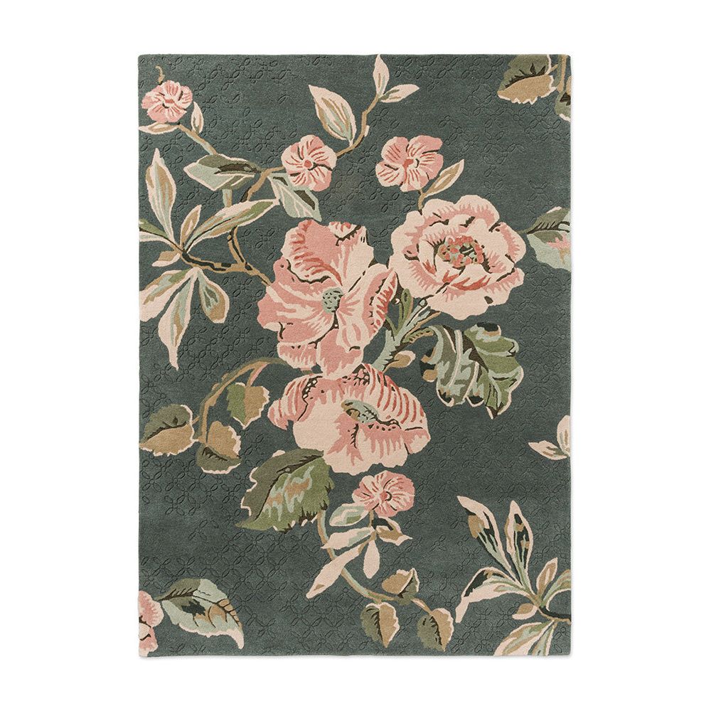 Laura Ashley Aylworth Trail Fern Green 078607 Designer Wool Viscose Rug - 1