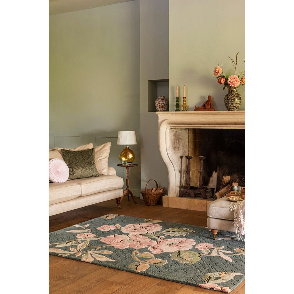 Laura Ashley Aylworth Trail Fern Green 078607 Designer Wool Viscose Rug - 2