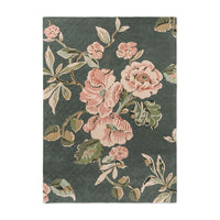 Laura Ashley Aylworth Trail Fern Green 078607 Designer Wool Viscose Rug - 1