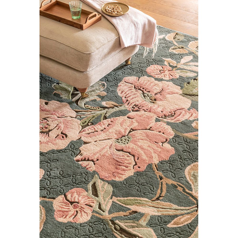 Laura Ashley Aylworth Trail Fern Green 078607 Designer Wool Viscose Rug - 3