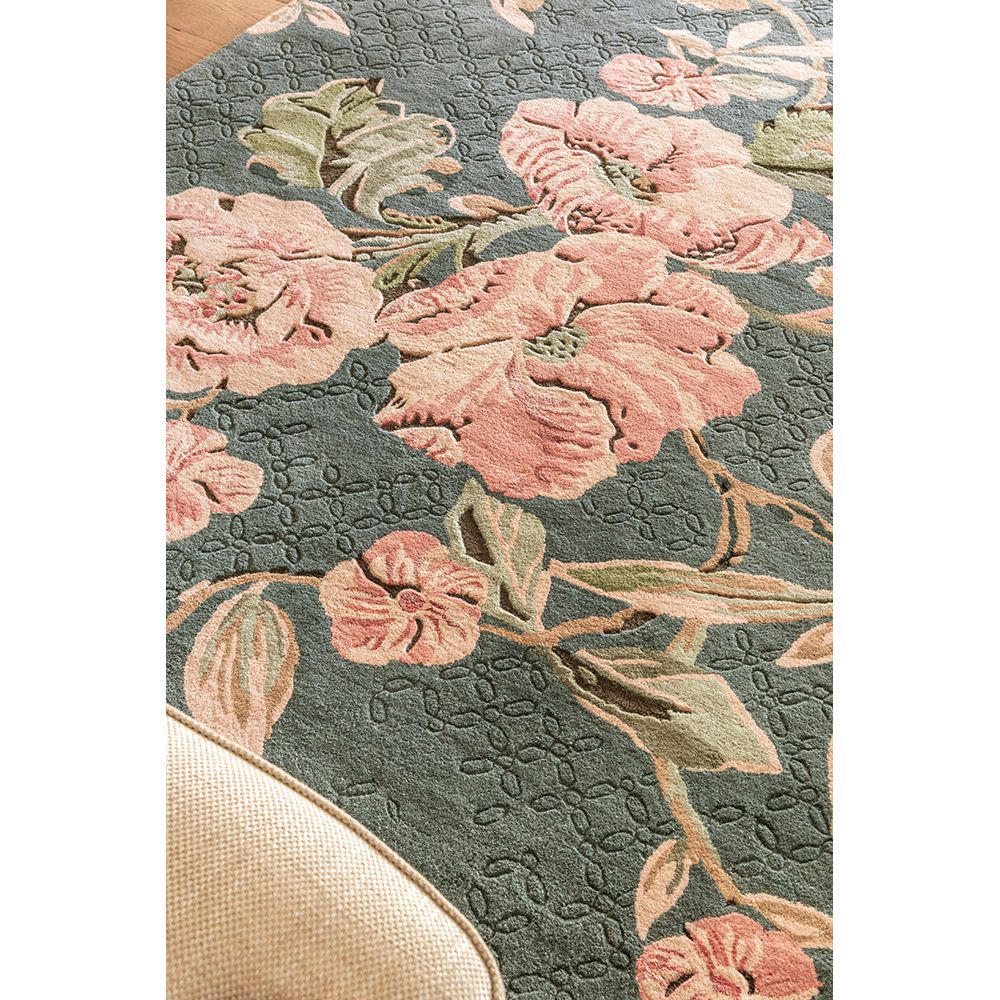 Laura Ashley Aylworth Trail Fern Green 078607 Designer Wool Viscose Rug - 5