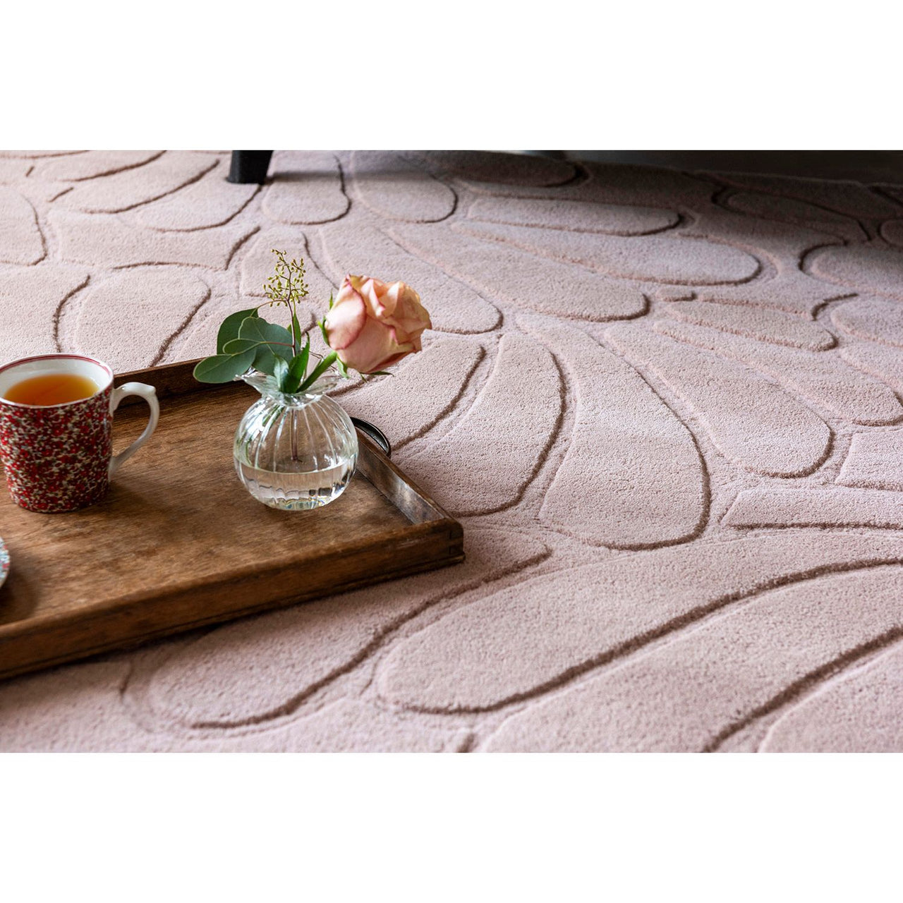 Laura Ashley Coleby Petals Chalk Pink 078802 Designer Wool Rug - 5