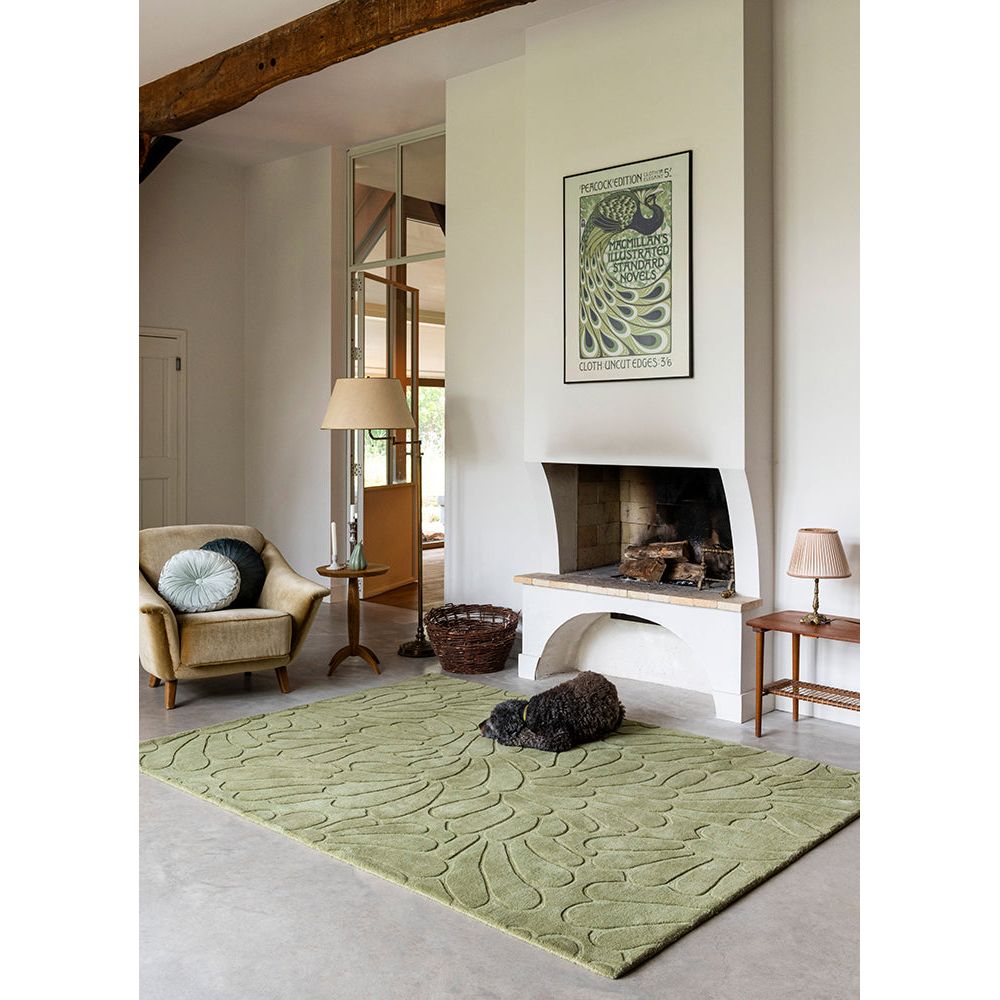 Laura Ashley Coleby Petals Hedgerow Green 078807 Designer Wool Rug