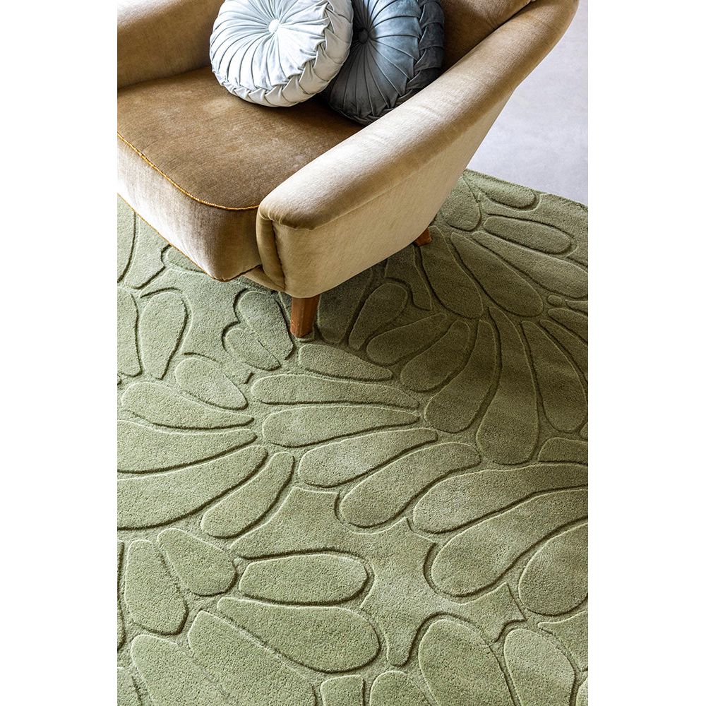 Laura Ashley Coleby Petals Hedgerow Green 078807 Designer Wool Rug