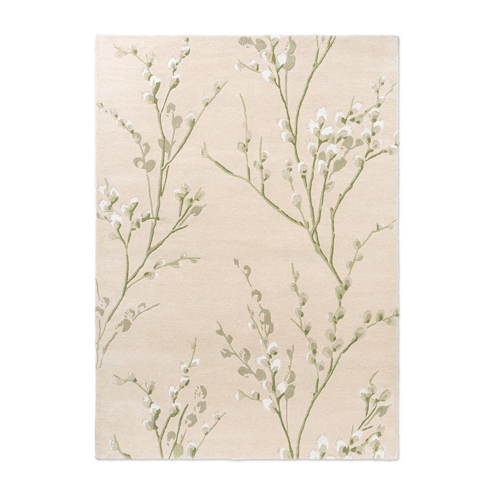 Laura Ashley Pussy Willow Hedgerow Green 079807 Designer Wool Viscose Rug - 1