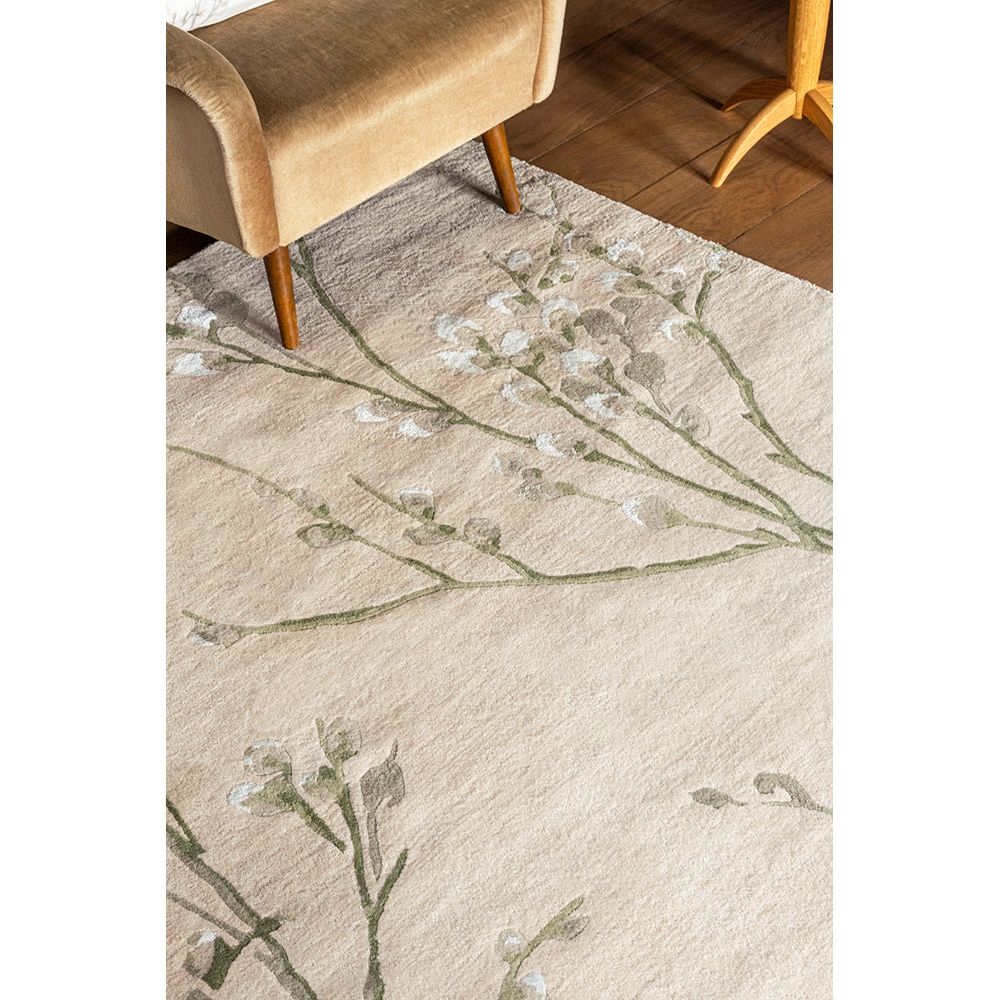 Laura Ashley Pussy Willow Hedgerow Green 079807 Designer Wool Viscose Rug - 3