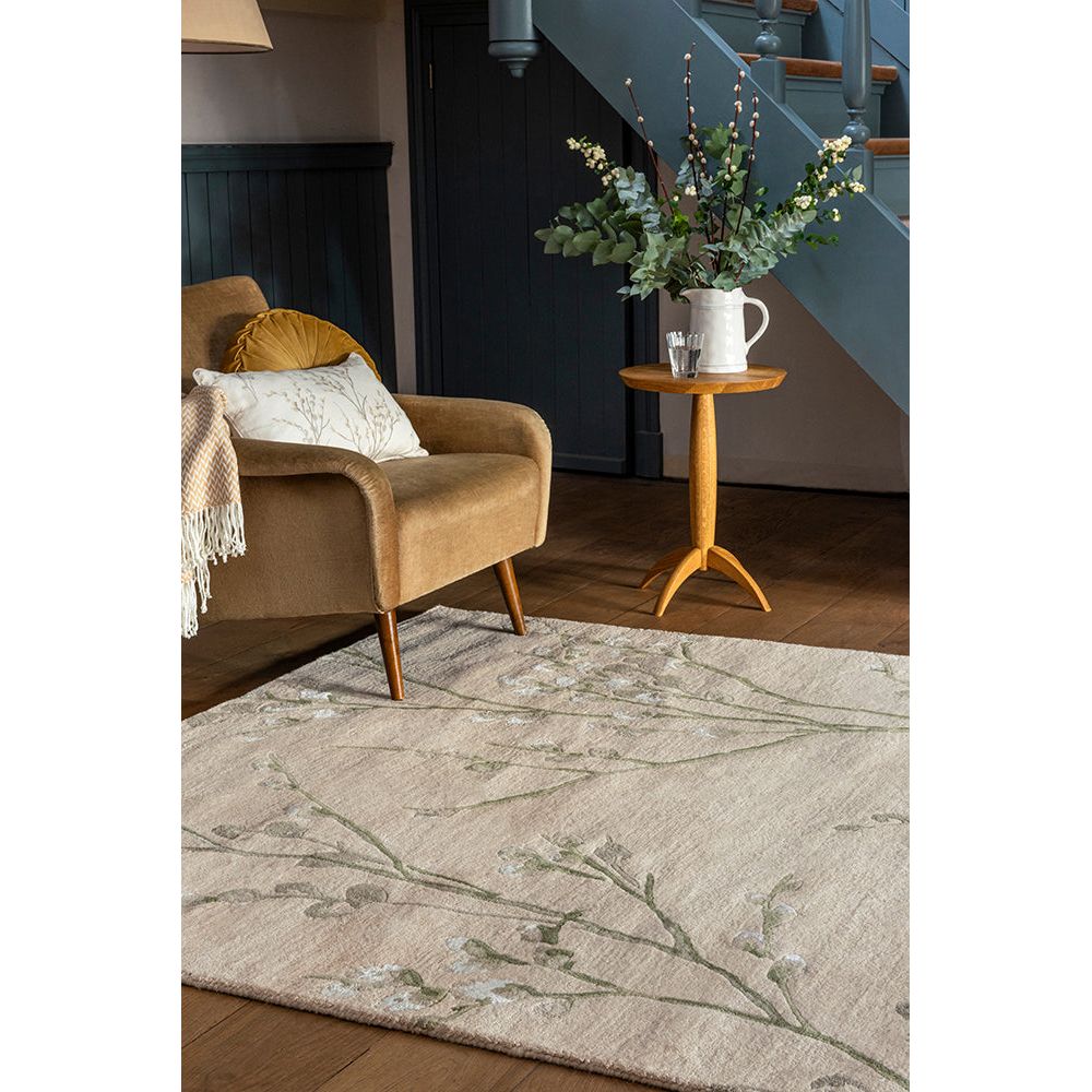 Laura Ashley Pussy Willow Hedgerow Green 079807 Designer Wool Viscose Rug - 4