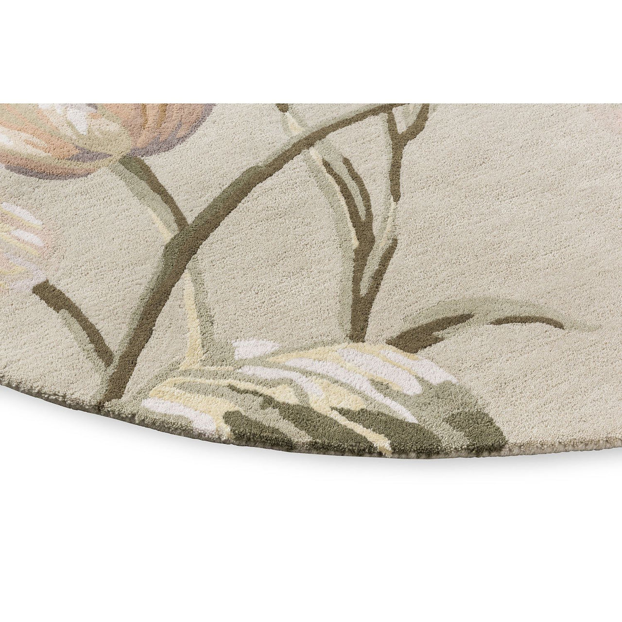 Laura Ashley Gosford Natural - Sage Green 081307 Designer Wool Viscose Round Rug - 6