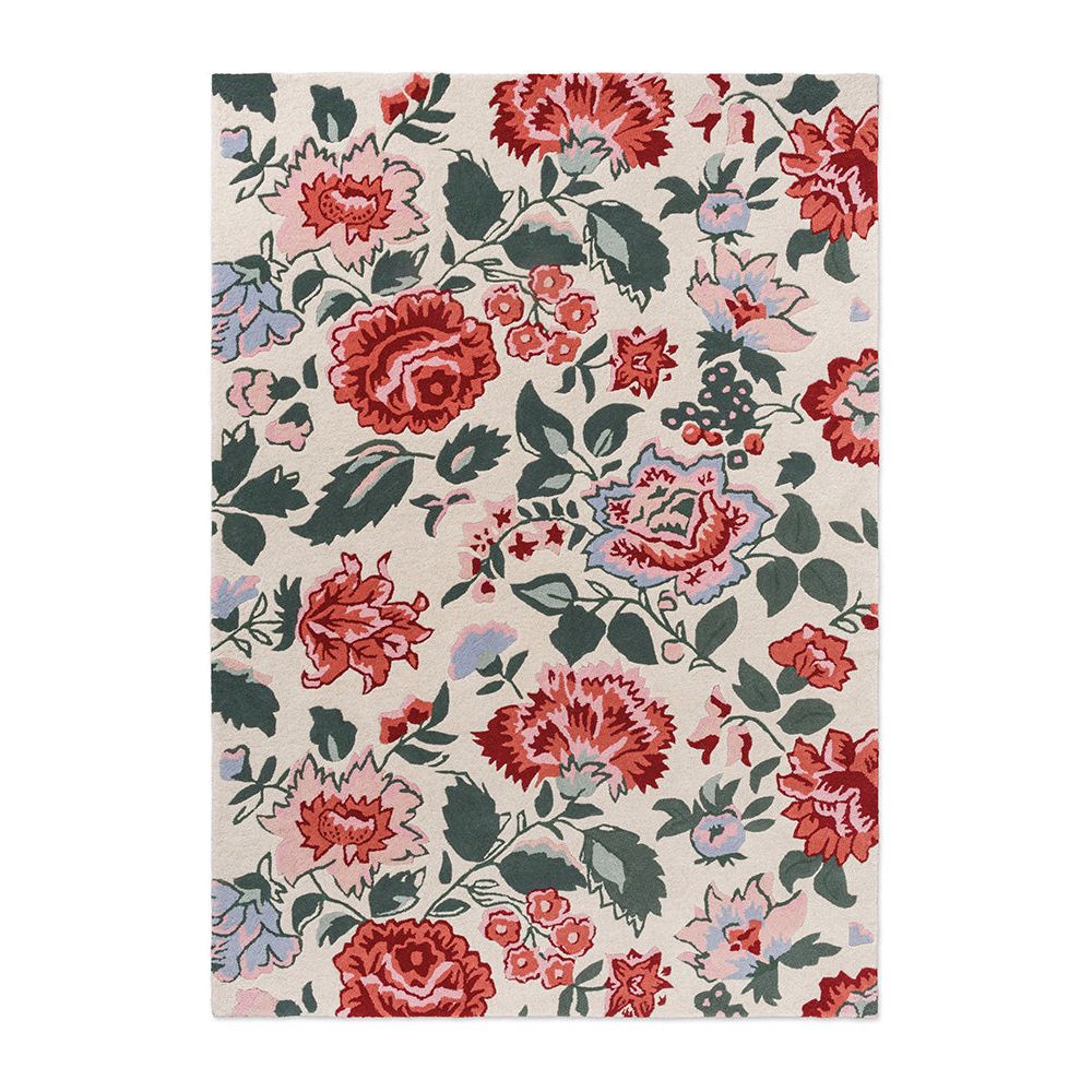 Laura Ashley Wendling Floral Poppy Red 083100 Designer Wool Rug - 1