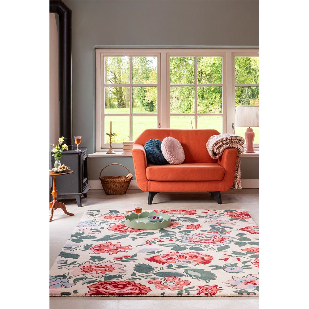 Laura Ashley Wendling Floral Poppy Red 083100 Designer Wool Rug - 2